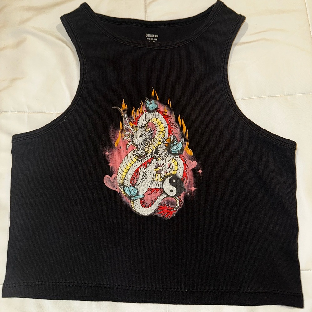 Black tank top from cotton on with graphic design